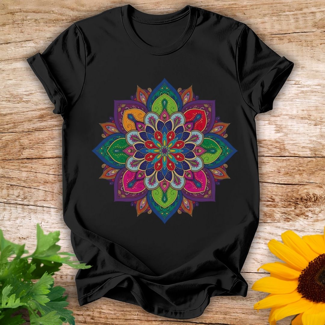 Mandala-Inspired floral T-shirt