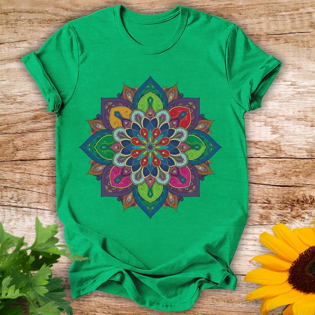 Mandala-Inspired floral T-shirt